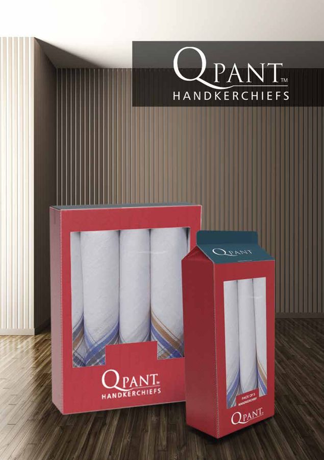 QPANT handkerchief gift boxes on a table